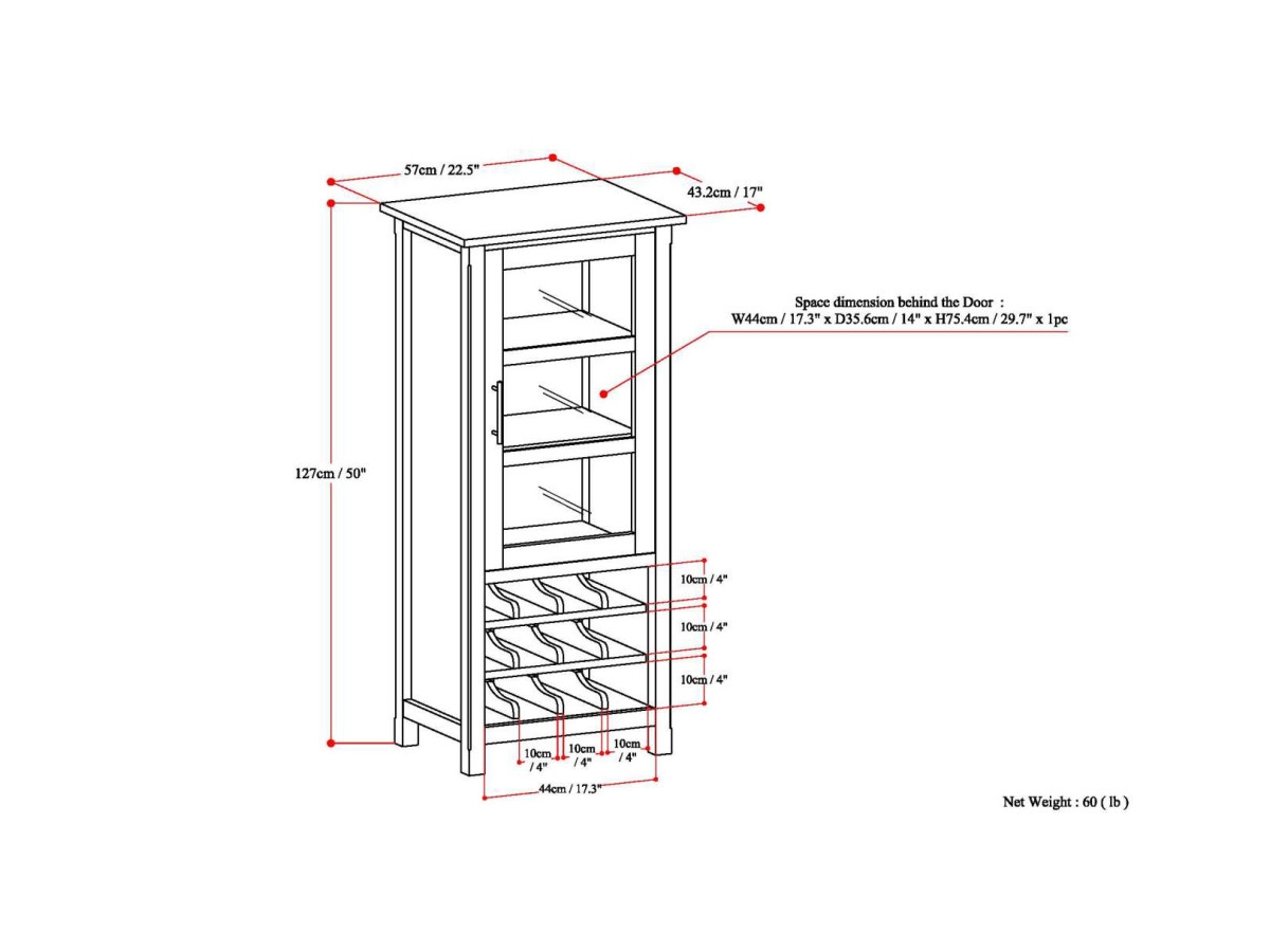 Avalon 12-Bottle Solid Wood 23 inch Wide Contemporary Storage Wine Rack Cabinet, , large