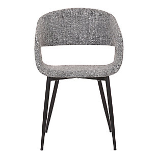 Jocelyn Mid-Century Gray Dining Accent Chair with Black Metal Legs, , large