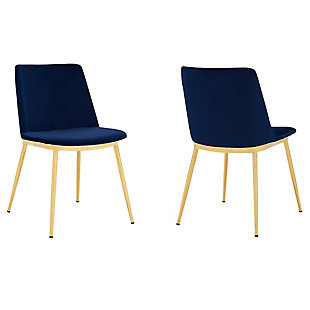 Armen Living Dining Chairs (Set of 2), Blue/Gold, large