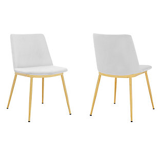 Armen Living Dining Chairs (Set of 2), White/Gold, large