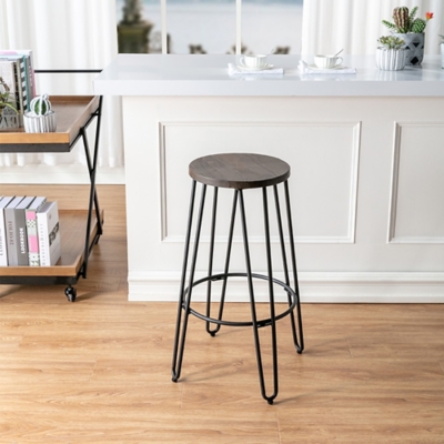 Quinn Barstool in Matte Black Finish, Brown/Black, large