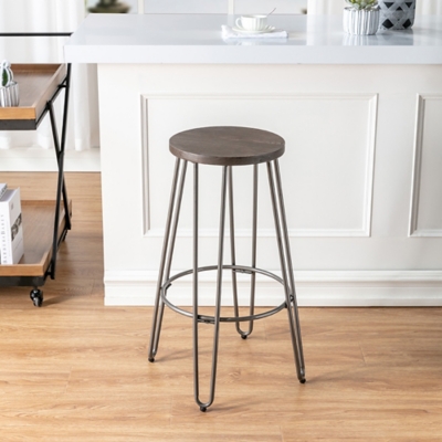 D600003125 Quinn Bar Stool, Brown/Silver sku D600003125