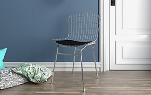 Manhattan Comfort Madeline Chair in Silver and Black, Silver/Black, rollover