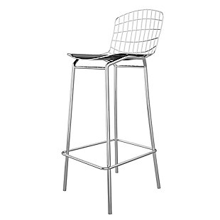Manhattan Comfort Madeline Barstool in Silver and Black, Silver/Black, large