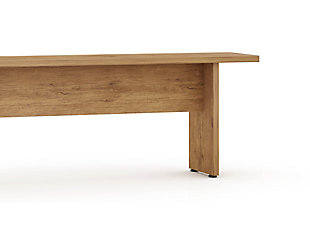 Perfect for hosting brunch, dinner and weekend BBQs, the NoMad dining bench instantly provides extra seating that’s both beautifully understated and completely functional. Farmhouse chic and rustic in design, it has been crafted with quality materials and is built to last. Indoors or outside, the bench is essential for entertaining fireside, or for a proper family dinner in the dining room. Timeless and versatile, it moves easily from space to space to accompany your best memories.Made with engineered wood | Protouch finish lets you feel the wood-grain details | H-shaped base | Seats 2 | Includes adjustable plastic feet stoppers | Modern rustic country dining bench for dining room use | Weight capacity: 550 lbs. | Assembly required
