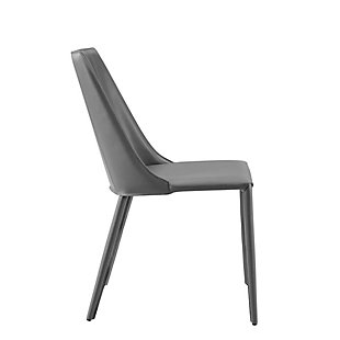 Durable leather covers every inch of this sturdy side chair. Gray, white or cognac, you've just upped your game in look and feel.Regenerated leather seat, back and legs | powdercoat internal steel frame | Fully assembled | Arrives assembled | Gray finish