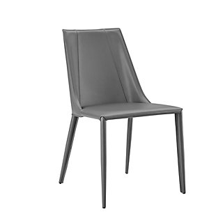 Durable leather covers every inch of this sturdy side chair. Gray, white or cognac, you've just upped your game in look and feel.Regenerated leather seat, back and legs | powdercoat internal steel frame | Fully assembled | Arrives assembled | Gray finish