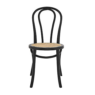 Euro Style Marko Side Chair in Matte Black with Natural Seat, Black, large