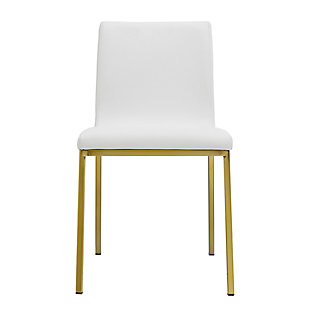 Euro Style Scott Side Chair in White with Matte Brushed Gold Legs - Set of 2, , large