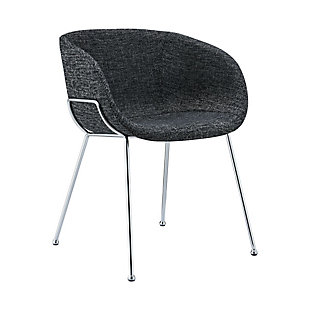 The Zach Collection cradles you in vintage leatherette or fabric while matte black powdercoat solid rod steel legs provide a sturdy support. Thicker stitching on the seat is stylish and durable, and the rounded feet are a delightful accent.Fabric over foam seat, back and armrests | Solid steel frame and legs in chrome finish | Black finish | Assembly required