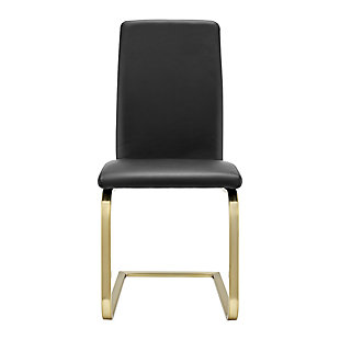 Euro Style Cinzia Dining Chair in Black with Chrome Legs - Set of 2, Black, rollover
