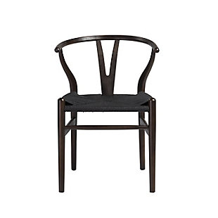 Euro Style Evelina Side Chair with Walnut Stained Framed and Black Rush Seat - Set of 2, Walnut, large