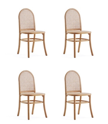 Manhattan Comfort Paragon 2.0 Dining Chair (Set of 4), Natural/Oatmeal, large