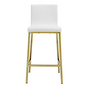 Euro Style Scott Counter Stool in White and Matte Brushed Gold Legs - Set of 2, , rollover