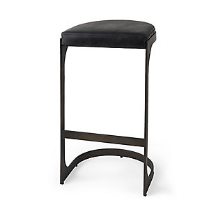 Tyson Black Leather with Metal Frame Counter Stool, Black, large