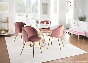 Fran Contemporary Chair in Gold Metal and Pink Velvet  - Set of 2, , rollover