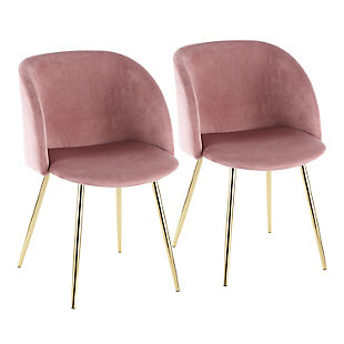 Fran Contemporary Chair in Gold Metal and Pink Velvet  - Set of 2, , large