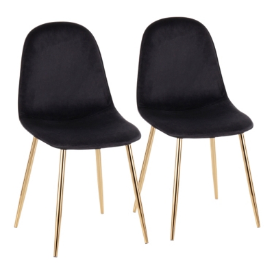 Pebble Contemporary Chair in Chrome and Black Velvet  - Set of 2, Black, large