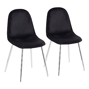 Pebble Contemporary Chair in Chrome and Black Velvet  - Set of 2, Chrome/Black, large
