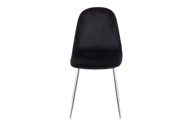 Add casual comfort to any space with the Pebble Chair by LumiSource. A simplistic design is complimented by a steel frame, tapered legs and upholstered seat. The Pebble Chair provides stylish guest seating to use in a variety of areas. Available in a several colors and finishes.Stylish upholstery with padded seat and backrest | Sturdy metal legs with chrome finish | Great for use as dining or accent chairs | Includes two chairs
