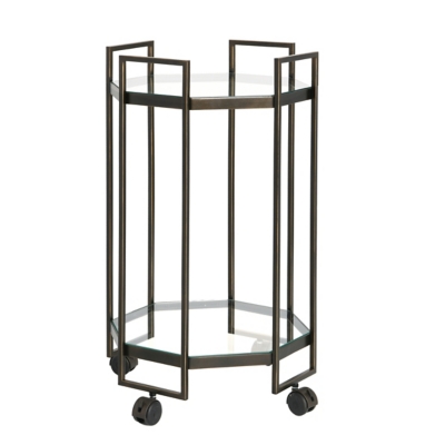 Creative Co-Op Octagon Black Metal Bar Cart, , rollover