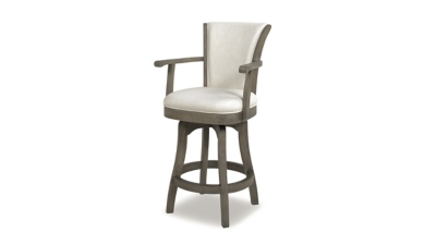 Jennifer Taylor Home Williams 27" Swivel Counter Height Bar Stool, Natural White Linen, Natural White, large