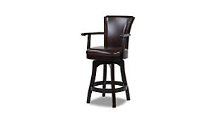Jennifer Taylor Home Williams 27" Swivel Counter Height Bar Stool, Vintage Brown Faux Leather, Vintage Brown, large
