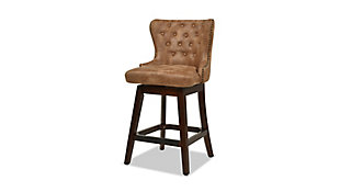 Jennifer Taylor Home Holmes Tufted High-Back 360 Swivel Counter-Height Barstool, Tan Brown Faux Leather, Tan Brown, large