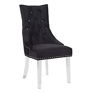 Gobi Tufted Dining Chair in Black Velvet with Acrylic Legs, Black, large