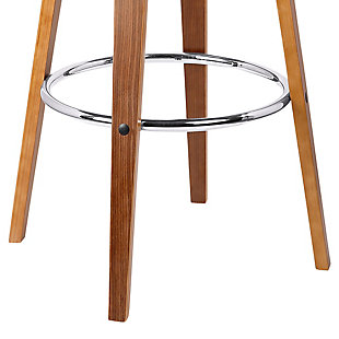 The Armen Living Jayden mid-century barstool is the perfect addition to any contemporary, modern or transitional household. Though ideal for the kitchen or bar, the Jayden's stylish walnut wood frame and faux leather upholstered seat make it versatile for just about any room of the house. While appearing stationary, the Jayden features a 360-degree swivel feature for maximum mobility. The plush padded seat with high density foam will provide you with all day comfort. The curved wood back is ideal for posture alignment and an unmatched support for days on end. The foundation of the product is supported by wood and chrome footrest for a chic and stylish aesthetic without comprising practicality and functionality of this item. This product ships in one box with easy and quick set up. We stand by the quality, the craftsmanship and the integrity of our product by offer 1-year warranty for all our products. We want our customers enjoy our product and we will always be there to help with our top-notch customer service support.  
The Jayden is available in 26-inch counter and 30-inch bar Height and is available in your choice of brown or grey faux leather.
 360-degree swivel features allow for enhanced mobility | Sturdy walnut finished poplar wood construction is brilliantly accented by sleek faux leather upholstery | Sturdy walnut finished poplar wood construction is brilliantly accented by sleek faux leather upholstery | Medium high cushioned back to help keep your back supported and aligned | Footrest with chrome-tone finish | 360-degree swivel | No assembly required | Comes with a standard 1-year limited warranty