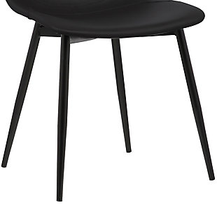 The Armen Living Monte contemporary dining chair’s practicality and comfort are hard to match. This elegant piece is made up of a durable frame and covered with high grade faux leather upholstery. The black metal legs add an exceptional degree of stability to the Monte, ensuring that it will hold up for many years to come. The Monte is a perfect addition to the modern dining room and its versatility makes it ideal as additional seating in every other room in the house. This piece is both simplistic and chic that you can blend seamlessly into any style room. It is the perfect size for small spaces such as dorm rooms or apartment or it can be use to entertain large gathering in modest space. The medium high cushion back is ideal for posture alignment and an unmatched support for days on end. The foundation of the product is supported by metal for a sleek and stylish aesthetic without comprising practicality and functionality of this item. This item is a versatile piece that can be ideal for dining, kitchen or even home office desk chairs. This product ships in one box with easy and quick set up. We stand by the quality, the craftsmanship and the integrity of our product by offering a 1-year warrantyfor all our products. The Monte comes in two elegant varieties: black and gray faux leather upholstery. Product Dimensions: 18"W x 21"D x 32"H SH: 17"Modern and contemporary but can blend into any design providing an inviting centerpiece for your guests | Sturdy wood construction is enhanced by stylish faux leather upholstery | Upholstered dining chair sports sturdy straight back | Medium high back to help keep your back supported and aligned | Spot clean | Assembly required | Comes with a standard 1-year limited warranty