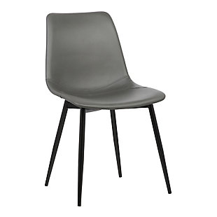 Monte Dining Chair in Gray Faux Leather with Black Powder Coated Metal Legs, Gray, large