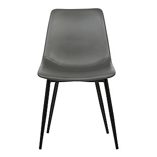 The Armen Living Monte contemporary dining chair’s practicality and comfort are hard to match. This elegant piece is made up of a durable frame and covered with high grade faux leather upholstery. The black metal legs add an exceptional degree of stability to the Monte, ensuring that it will hold up for many years to come. The Monte is a perfect addition to the modern dining room and its versatility makes it ideal as additional seating in every other room in the house. This piece is both simplistic and chic that you can blend seamlessly into any style room. It is the perfect size for small spaces such as dorm rooms or apartment or it can be use to entertain large gathering in modest space. The medium high cushion back is ideal for posture alignment and an unmatched support for days on end. The foundation of the product is supported by metal for a sleek and stylish aesthetic without comprising practicality and functionality of this item. This item is a versatile piece that can be ideal for dining, kitchen or even home office desk chairs. This product ships in one box with easy and quick set up. We stand by the quality, the craftsmanship and the integrity of our product by offering a 1-year warrantyfor all our products. The Monte comes in two elegant varieties: black and gray faux leather upholstery. Product Dimensions: 18"W x 21"D x 32"H SH: 17"Modern and contemporary but can blend into any design providing an inviting centerpiece for your guests | Sturdy wood construction is enhanced by stylish faux leather upholstery | Upholstered dining chair sports sturdy straight back | Medium high back to help keep your back supported and aligned | Spot clean | Assembly required | Comes with a standard 1-year limited warranty