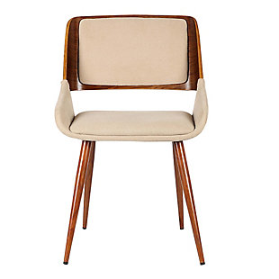 The Armen Living Panda mid-century dining chair is a great way to bring the comforts of yesteryear into your modern life. The sleek design of this contemporary marvel combines a softly curved hardwood walnut frame with an elegantly padded back. The seat is wide and accommodating as well, making this side chair a wonderful comfort piece for the living or dining room. The Panda’s sturdy metal legs are rounded off and tapered with a stylish walnut wood finish. The Panda is upholstered in your choice of exquisite fabric, available in gray and brown, or faux leather black.Mid-century modern and contemporary but can blend into any design providing an inviting centerpiece for your guests | Thick semi firm cushion to keep you comfortable all-day long | Great for kitchen, dining, home office spaces, commercial settings or any living space in your home | Medium high open back to help keep your back supported and aligned | 250-pound weight capacity | No assembly required | Comes with a standard 1-year limited warranty