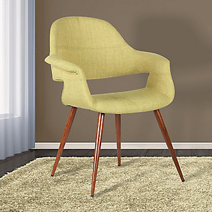 Phoebe Dining Chair in Walnut Finish and Green Fabric, Green, rollover