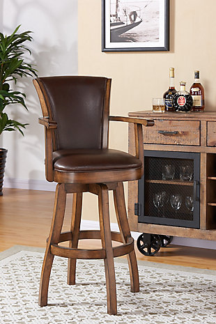 Raleigh Arm Raleigh Arm Barstool, Brown, rollover