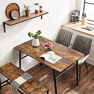 Pick the right dining table. Because this is the place you eat, gather, play, and even work. Sized at 47.2 x 29.5 x 29.5 inches, this dining table allows 4 people to sit together, sharing food, stories, and happinessAllows 4 people to sit | Finished with melamine veneer | Rectangle | Easy Assembly