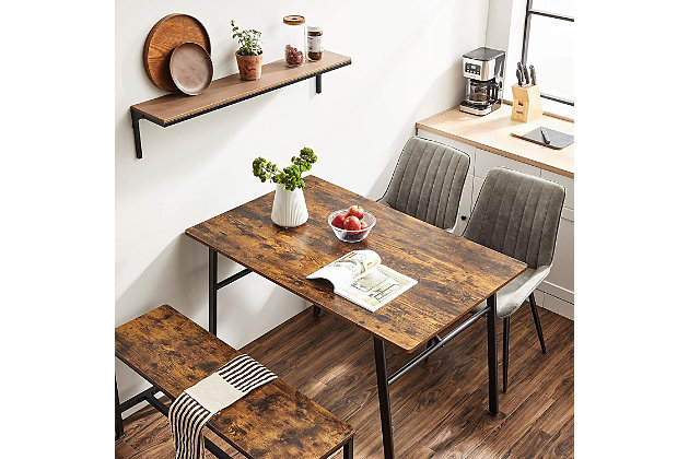 Pick the right dining table. Because this is the place you eat, gather, play, and even work. Sized at 47.2 x 29.5 x 29.5 inches, this dining table allows 4 people to sit together, sharing food, stories, and happinessAllows 4 people to sit | Finished with melamine veneer | Rectangle | Easy Assembly