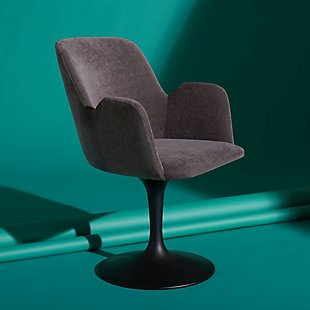 Safavieh Cherith Pedestal Dining Chair, Anthracite/Black, rollover