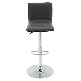 Be the envy of your guests as you make them fashionably comfortable on your new Nomad bar and counter stool set from Brage Living. This statement piece is drenched in modern style. For starters, the generously cushioned faux leather seat features gently curved lines and smart horizontal stitching. The seat height adjusts instantly with one-touch gas lift technology, making this stool the perfect seating option for your home bar or counter. Additional features include a 360-degree swiveling seat with a height adjustment handle right beneath, a durable chrome-tone finished metal pedestal and base, plus a built-in footrest for stylish comfort that swivels with the seat. To put your mind at ease, engineered padding fitted to the base increases stability, reduces noise and prevents scratching of floors. Add luxurious, contemporary flair to your dining room, kitchen and entertainment area today with this counter and bar stool. Set of 2 | Made of durable powdercoated steel with a chrome-tone finish | Smartly stitched, foam-cushioned seat with easy-to-clean faux leather upholstery | Gas lift adjustable-height seat; seat height adjusts from 24.5" to 32.75" | Chrome-tone pedestal and base with built-in swiveling footrest | 360-degree swivel seat provides versatility, convenience, comfort and ease of use | Base padding is engineered to protect floors from scratching    | Weight capacity 250 pounds | Assembly required