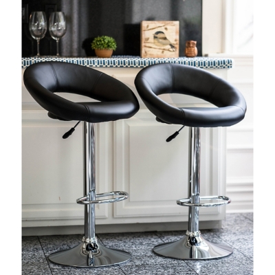 Brage Living Cosmo Adjustable Height Swivel Barstools (Set of 2), Black