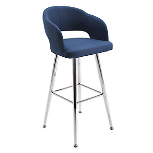 Brage Living Miramar Contemporary Blue Barstool with Chrome Metal Legs, , rollover