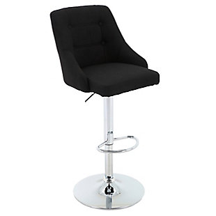 Brage Living Hathaway Button-Tufted Adjustable-Height Barstool, Black, rollover