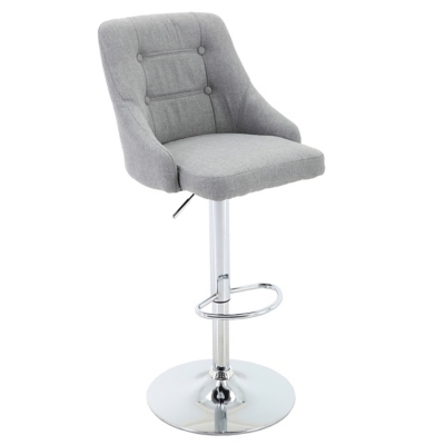 Brage Living Hathaway Button-Tufted Adjustable-Height Barstool, Light Gray, large