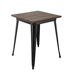 Brage Living Taproom 30.75-inch Elm Wood Top Square Metal Table, , rollover