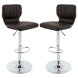 Brage Living Monaco Faux Leather Bar Stool Set (Set of 2), Brown, rollover