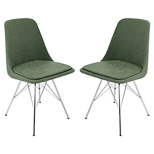 Brage Living Lily Mid Back Dining Chair Set (Set of 2), Forest Green, rollover