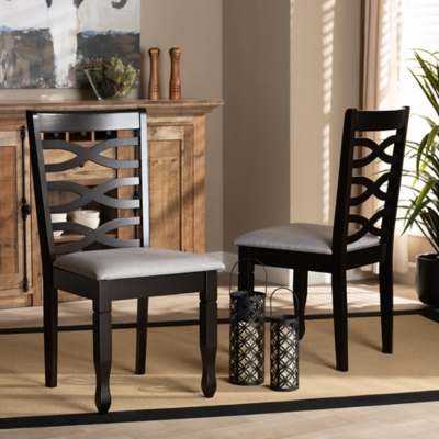 Baxton Studio Baxton Studio Lanier Modern and Contemporary Gray Fabric Upholstered Espresso Brown Finished Wood 2-Piece Dining Chair Set, Gray/Dark Brown, rollover