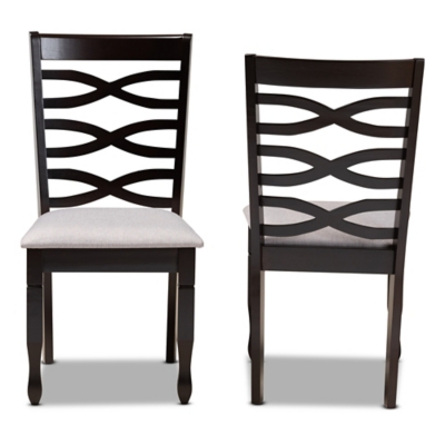 Baxton Studio Baxton Studio Lanier Modern and Contemporary Gray Fabric Upholstered Espresso Brown Finished Wood 2-Piece Dining Chair Set, Gray/Dark Brown, large