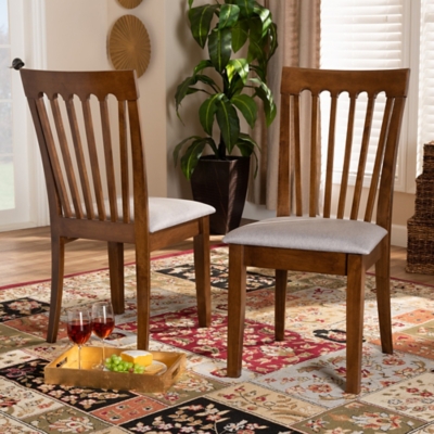 Baxton Studio Baxton Studio Minette Modern and Contemporary Gray Fabric Upholstered Walnut Brown Finished Wood 2-Piece Dining Chair Set, , rollover